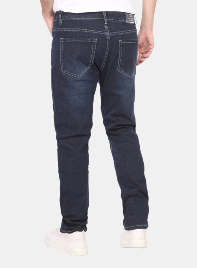 Tom Ford Men’s Slim Straight Fit Jeans – Mid Rise, Modern Casual Pants - Dark Blue - Image 2
